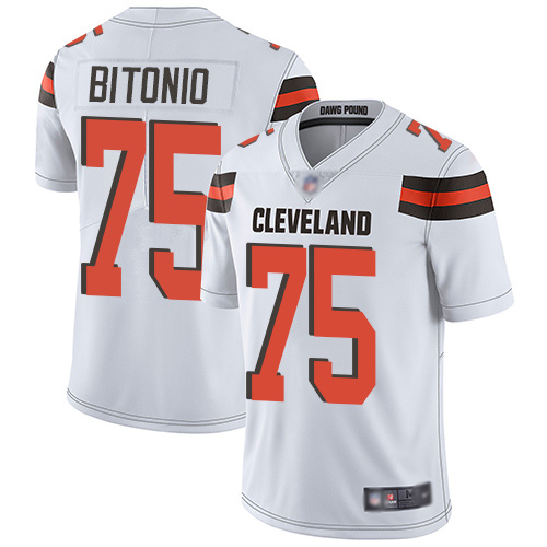 Cleveland Browns Joel Bitonio Men White Limited Jersey 75 NFL Football Road Vapor Untouchable